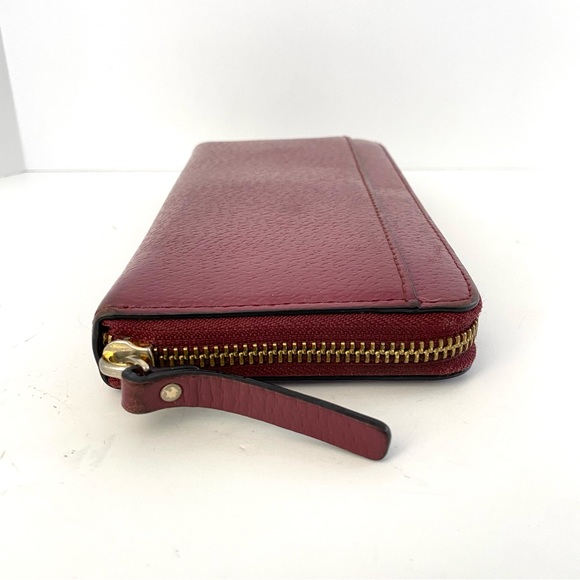 Kate Spade Leather Zip Around Wallet Style S338 Burgundy Wine Gold Hardware - Picture 7 of 13